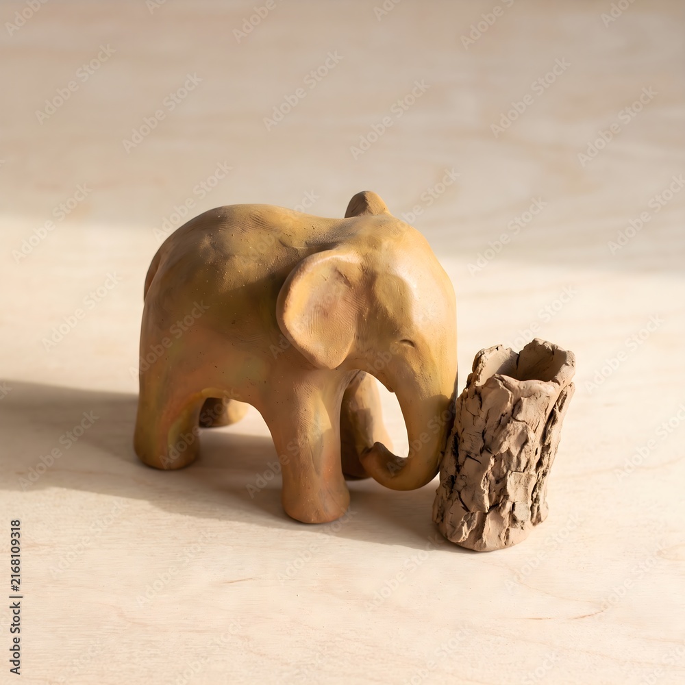 Clay elephant sculpture hinting at the mystery live animal model for Ken Rowe’s Sedona demonstration