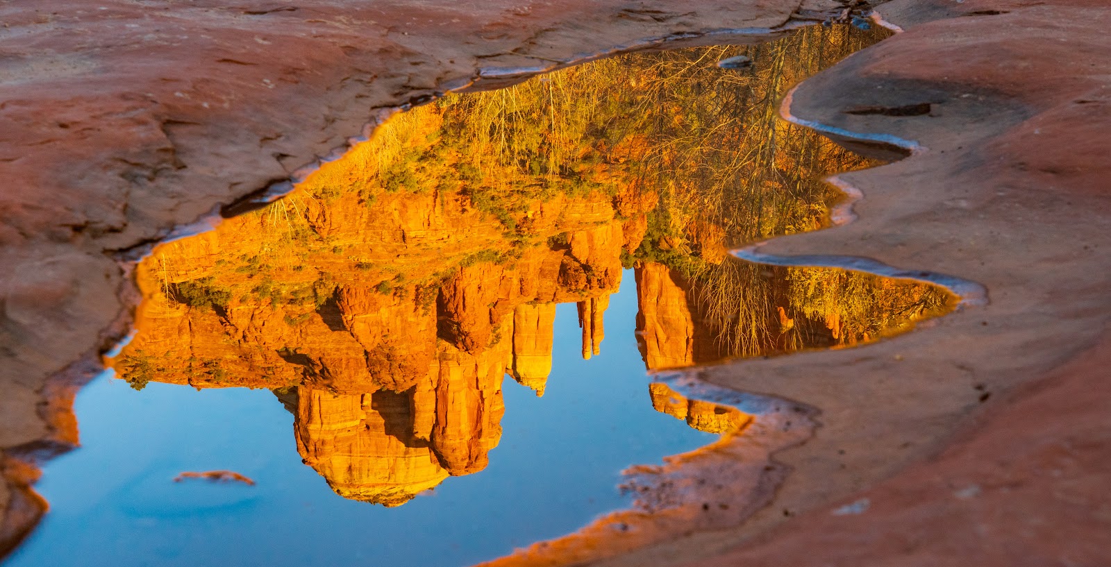 Cathedral Rock reflected in Oak Creek at Red Rock Crossing near Sedona